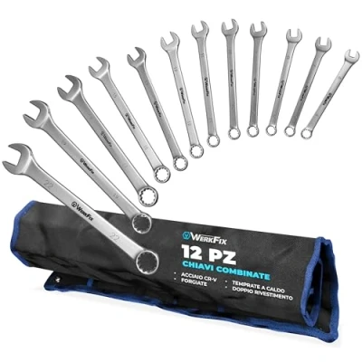 Immagine di WERKFIX Set 12 Chiavi Inglesi Combinate 6 22 mm. a Forchetta Fisse ad Anello