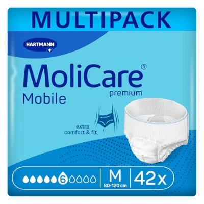 Immagine di MoliCare Premium Mobile 6 Gocce Taglia M, Mutandine Monouso Assorbenti per Donne e Uomini con Incontinenza Moderata, Protezione contro le Perdite, Delicata sulla Pelle, 42 pz
