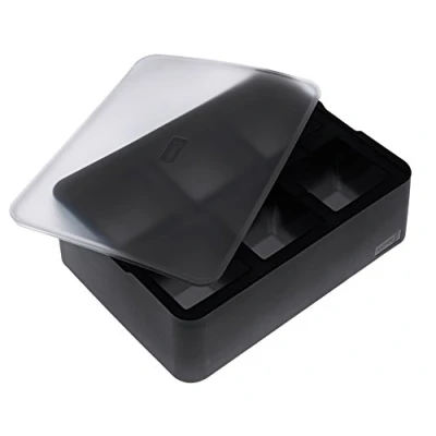 Immagine di Lurch ICE FORMER Ghiacciapasta in silicone con coperchio per sei cubetti di ghiaccio dimensioni 5 cm, colore: Nero