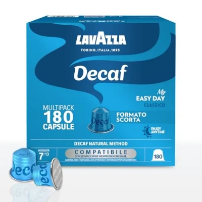Immagine di Lavazza, Espresso Dek, 180 Capsule di Caffè in Alluminio Compatibili con Macchine Nespresso* Original, Note Frutta Secca e Cioccolato, Arabica Robusta, Intensità 7/13, Tostatura Media
