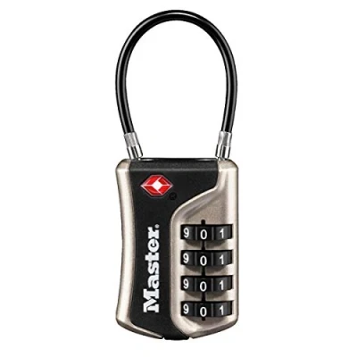 Immagine di Master Lock 4697EURDNKL Lucchetto per bagagli in alluminio approvato dalla TSA, nichel, 9.3 x 3.6 1.5 cm