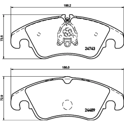 Immagine di HELLA 8DB 355 013 751 Kit pastiglie freno con contatto segnalazione usura bulloni pinza accessori AUDI: A4 B8 Avant, A6 C7 Avant