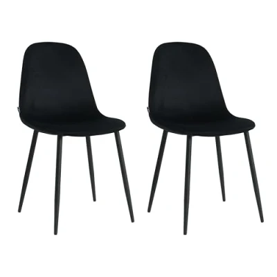 Immagine di Mevsim Store Sedie da Sala Pranzo Nero Set di 2 100% Velluto Rivestimento in Lusso Design Elegante Sedia Salotto Confortevole