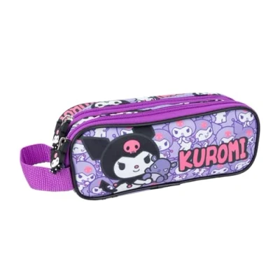 Immagine di Hello Kitty Friends Kuromi Astuccio Viola con Doppia Cerniera Portapenne Scuola Elementare e Medie Capiente Resistente [Viola Kuromi]