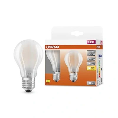 Immagine di OSRAM Lampada a LED Classic A75 Star per presa E27, forma di pera, vetro Matt, 1055 lm, bianco caldo, 2700k, sostituzione lampadine da 75 W convenzionali, non dimmerabile, pacchetto 2