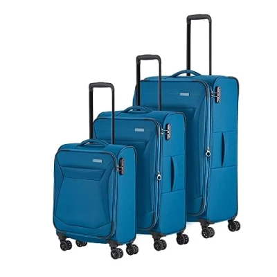 Immagine di travelite Set di Valigie a 4 Ruote Guscio Morbido, Misure L/M/S, Serie Chios Trolley dal Look Intramontabile, Bagaglio Mano Conforme alle Dimensioni del d&#039;Imbarco IATA