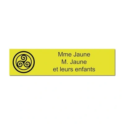 Immagine di Targhetta per nome e numero cassetta postale Triskel autoadesiva, 10 x 2,5 cm, personalizzata da 1 a 3 righe, colore: Giallo