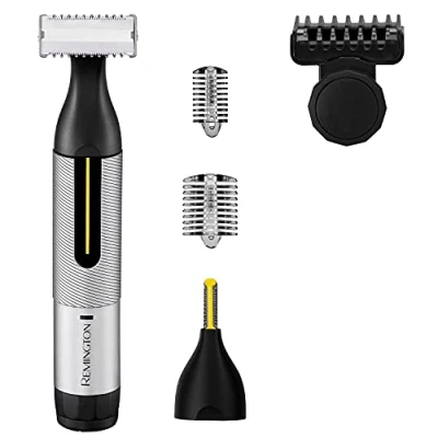 Immagine di Remington Omniblade Rasoio ibrido per viso e corpo, 100% impermeabile, ricaricabile, con pettine regolabile di precisione micro trimmer, nero