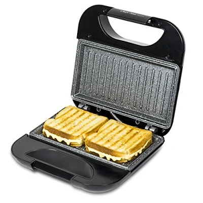Immagine di CecoteC Rock&#039;nToast con rivestimento antiaderente, capacità per 2 Toast, superficie grill, impugnatura fredda, pressacavo, 750 W