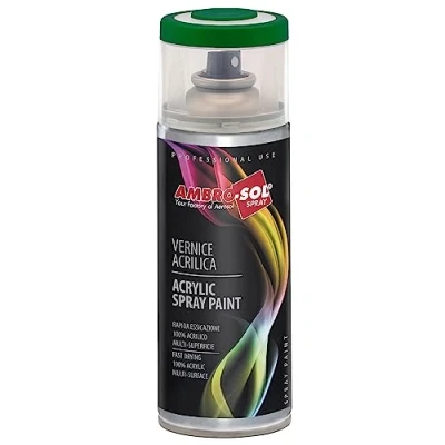 Immagine di Ambro Sol V4006029 Smalto Acrilico Multiuso, Vernice Brillante per Interni ed Esterni, Adatto Qualsiasi Tipo di Materiale, Bomboletta Spray in Banda Stagnata Riciclabile 400 ml, Verde Menta