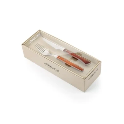 Immagine di Arcos Coltelli da tavola Set Bistecca (12 Pezzi) Manico in Acciaio Inossidabile Pack Legno Colore Marrone