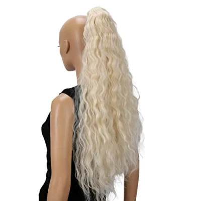 Immagine di CAISHA 70 Extra Lungo Voluminoso Ondulato Coda Di Cavallo Parrucchino Fibre Sintetiche Resistenti Al Calore Con Clip A Farfalla Biondo Platino H714