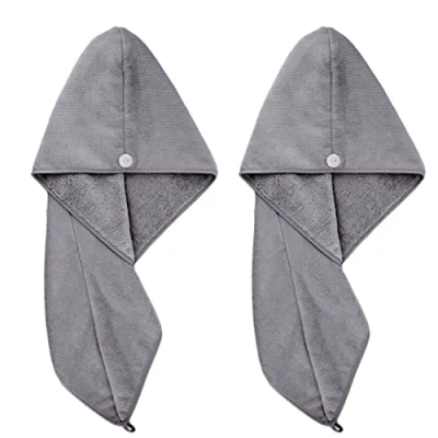 Immagine di Polyte asciugamano a turbante per asciugare i capelli grigio scuro 31 x 71 cm 2 pezzi