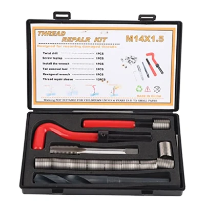 Immagine di Kit di Inserti per riparazione filettatura, 15 pezzi filettati M14x1,5 assortimento accessori filettatura femmina