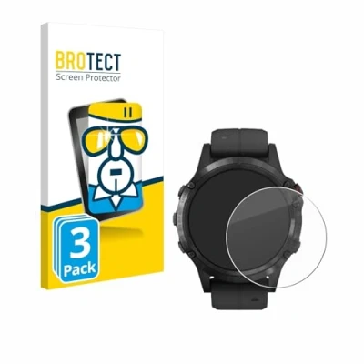 Immagine di brotect Vetro Temperato per Garmin Fenix 5 Plus (47 mm) Pellicola Protettiva (3 Pezzi) Durezza 9H, Anti Graffio