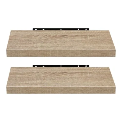 Immagine di EUGAD Mensola a Muro Set da 2, 40cm, Mensole Librerie Parete Scaffale MDF Stile rétro Ripiano Portaoggetti, Giallo quercia, 0114QJ 2