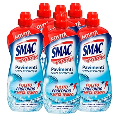 Immagine di Smac Express Pavimenti Freschezza Intensa, Detergente Multisuperficie, Azione Pulente Senza Risciacquo, 1000 ml x 6 Pezzi