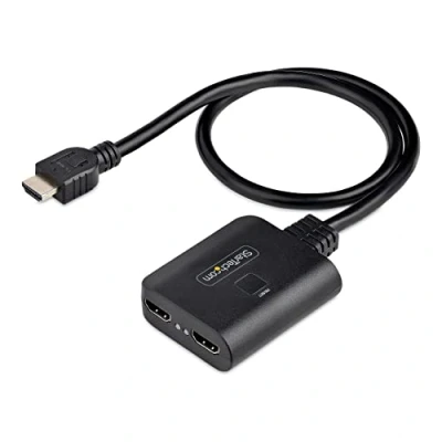 Immagine di StarTech.com SPLITTER HDMI 4K a 2 Porte Sdoppiatore Video 2.0 60Hz con 1 Ingresso e Uscite Hub HDR/HDCP 2.2 Multipresa cavo Integrato da 50 cm (HDMI 4K60UP)