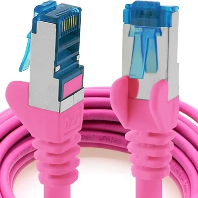 Immagine di 1aTTack.de 1,5m magenta 1 pezzo Rete Cavi Cat6a S FTP CAT 6a doppia schermatura certificato GHMT PIMF 500MHz 10000 Mbit/s