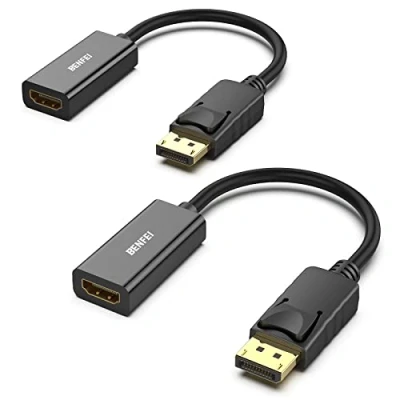 Immagine di BENFEI 2 adattatori DisplayPort a HDMI 4K unidirezionali DP Computor monitor Adattatore di connessione compatibile con computer portatile, PC, TV proiettore