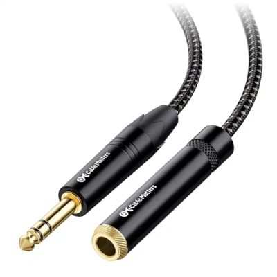 Immagine di Cable Matters Cavo di prolunga Intrecciato da 1/4 Pollice (Cavo TRS a Maschio Femmina) 3,6 Metri