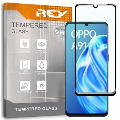 Immagine di REY Pellicola salvaschermo 3D per Oppo A91, Nero, Vetro temperato, Copertura Completa, Protettiva Protezione Schermo, / 4D 5D