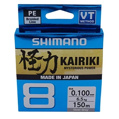 Immagine di SHIMANO Kairiki 8, 150 Meter, Grigio Chiaro, 0.200mm/17.1kg, Filo da Pesca Intrecciato, 59WPLA58R15