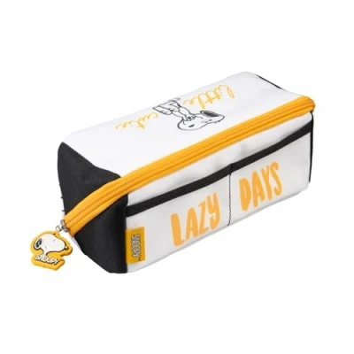 Immagine di Grupo Erik: Astuccio Rettangolare Doppio Snoopy Lazy Days Scuola con 2 Scomparti, Manico, Poliestere Organizer Penne per Bambini e Adulti