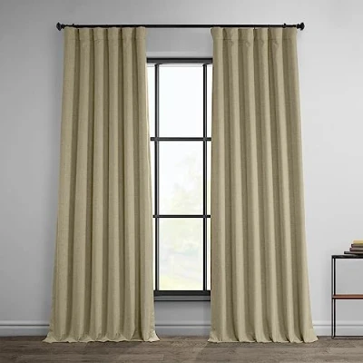 Immagine di HPD Half Price Drapes tende oscuranti finte, lunghe 213 cm, lussuose per camera da letto e soggiorno (1 pannello), 127 cm di larghezza x lunghezza, marrone chiaro, lino