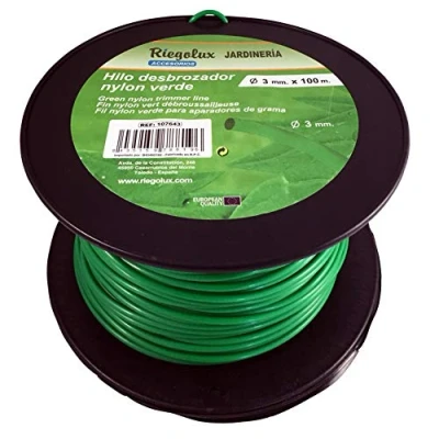 Immagine di RIEGOLUX filo decespugliatore in nylon, rotondo, verde, 3 mm x 100 m, per decespugliatore, di nylon tosaerba, giardino e esterno