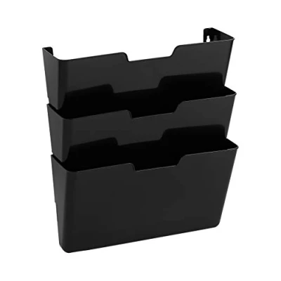 Immagine di Amazon Basics Organizer a 3 ripiani da muro, conf. 3, Formato per fogli A4, misure 33 x 38 cm, Nero