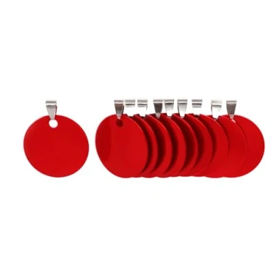 Immagine di NanTun Round Alluminio Blank Dog Tag, DIY Inciso Cat ID Personalizzato Pet Identity Tag Carving, Diametro 3cm Rosso 12 pezzi