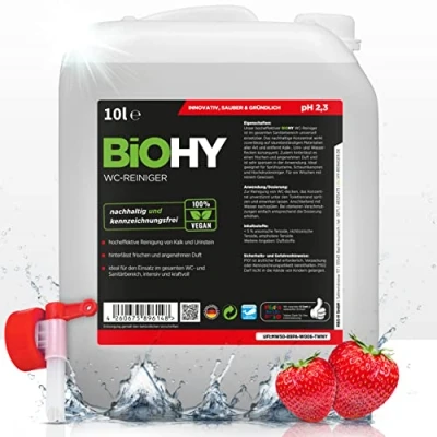 Immagine di BiOHY detergente per WC (Lattina da 10 Litri) + Rubinetto di scarico EXTRA FORTE Concentrato biologico professionale Gel viscoso Ideale contro il calcare delle urine (WC Reiniger)