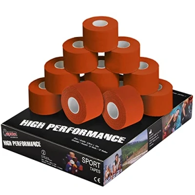 Immagine di ALPIDEX 12 x Sport Tape 3,8 cm 10 Nastro Adesivo Molti Colori 100% Cotone Non Elastico, Colore:Arancione