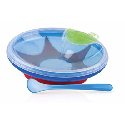 Immagine di Nuby ID5342BLUE Piatto Pappacalda con Cucchiaino Blu