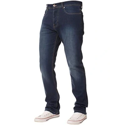Immagine di Enzo Jeans da uomo elasticizzati a gamba dritta, vestibilità regolare, in denim, grandi e alti, Stonewash, 48W x 30L