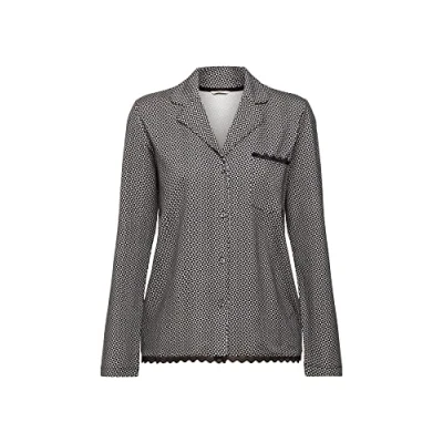 Immagine di ESPRIT Maglietta in Cotone Stampata con Pizzo Parte Superiore del Pigiama, Nero 3, 36 Donna