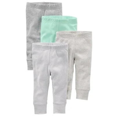 Immagine di Simple Joys by Carter&#039;s 4 Pack Neutral Pant Infant And Toddler Pants, Grigio/Grigio Chiaro/Verde Menta/Righe, 3 6 Mesi (Pacco da 4) Unisex Baby