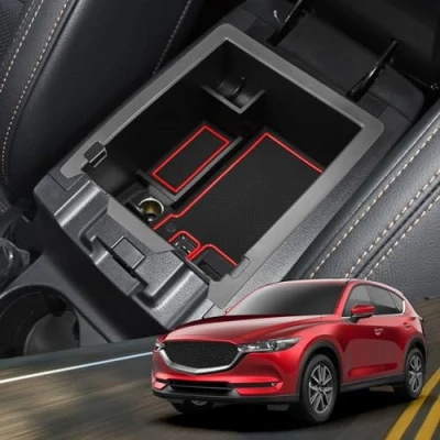Immagine di YEE PIN CX5 2022 Scatola di Immagazzinaggio Accessori Compatibile con CX 5 2 KF 2017 2023 Center Console Bracciolo Box Storage Secondario Vassoio Estraibile Tappetino Antiscivolo