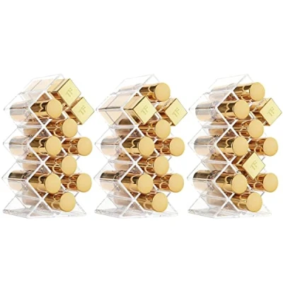 Immagine di Lolalet [3 Pezzi] Porta Rossetti, Organizzatore per Espositore Contenitore in Acrilico Transparente 3x10 Griglie Impilabile Rossetto Supporto
