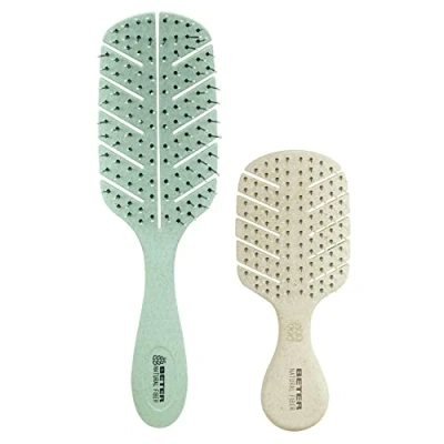 Immagine di Beter PACK spazzola Per capelli scheletrici Natural Fiber donna in fibra di grano districante + mini spazzola, ideale i viagg lisci, ricci e fini