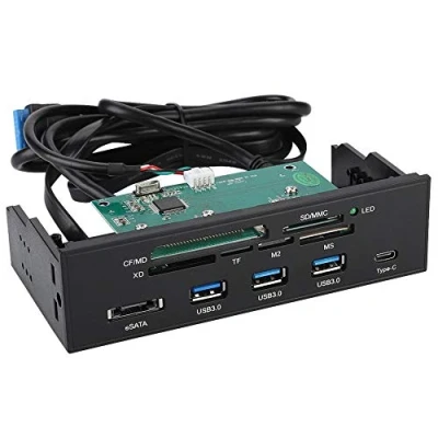 Immagine di Hub pannello frontale USB 3.0, cruscotto lettore di schede interno multifunzionale, supporto PC da 5,25 pollici M2, MSO, memoria, MS, XD, scheda CF 64G, per case del computer