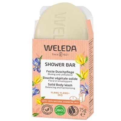 Immagine di Weleda Bagno Doccia Solido ylang + Iris, formula biodegradabile e vegana di origine 100% naturale, fragranza a base dolce delicato iris ,(1x 75g)