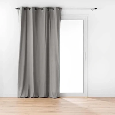 Immagine di Douceur d&#039;Intérieur Twily Tenda con Occhielli, 135 x 260 cm, Grigio, Cotone e Poliestere Riciclato
