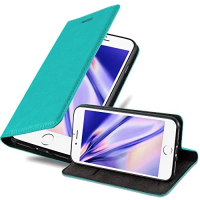 Immagine di Cadorabo Custodia Libro per Apple iPhone 7 / 7S 8 SE 2020 in TURCHESE PETROLIO con Vani di Carte, Funzione Stand e Chiusura Magnetica Portafoglio Cover Case Wallet Book Etui Protezione