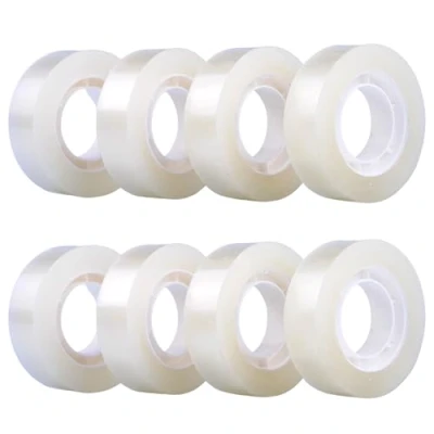 Immagine di GTSE Nastro adesivo trasparente Misure rotolo 19 mm x 33 m Per pacchetti, uso in casa, scuola e ufficio 8 rotoli