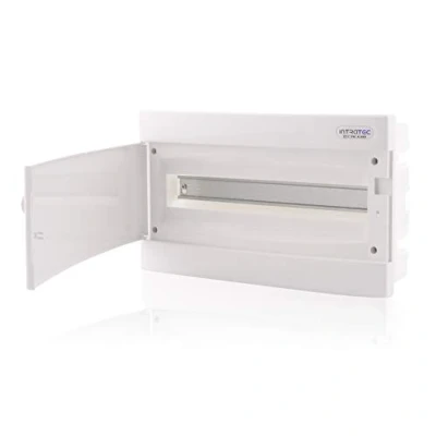 Immagine di Scatola portafusibili da incasso distributore IP40 custodia 1 fila fino a 18 moduli Porta bianca per l&#039;installazione in ambiente asciutto casa