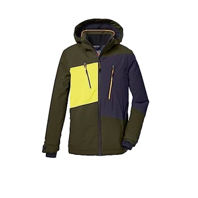 Immagine di killtec Ragazzi Giacca da sci/giacca funzionale con cappuccio staccabile e ghetta antineve, impermeabile KSW 174 BYS SKI JCKT, dark olive, 140, 39896 000