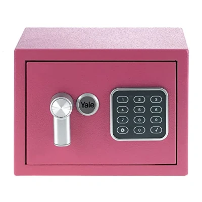 Immagine di YALE Cassaforte XS YSV/170/DB2/P Rosa, con Tastiera Digitale, Indicatori di Luce a LED, Fissaggi Parete e Pavimento, Capacità 3.8 L, Dim Interne 170 x 230 mm, Mini, Versione Corrente