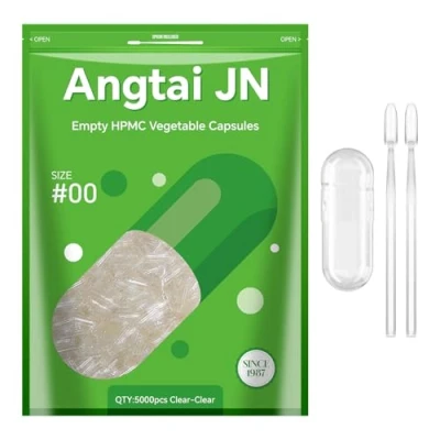 Immagine di Angtai JN Capsule Vuote Vegetali Taglia 00 Chiavi per Riempimento con 2 Micro Cucchiai, Fai Da Te Compatibili Dimensioni di 00, 5000 Unità